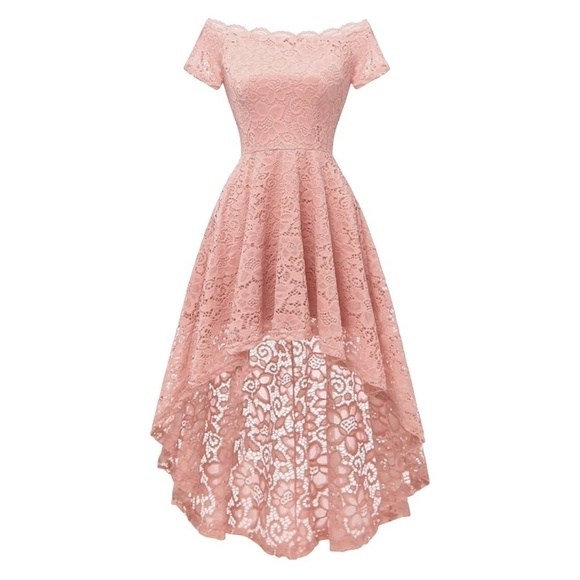 Dressystar Lace Cocktail Dress Hi-Lo Off Shoulder Bridesmaid Swing Formal Party - Picture 4 of 16